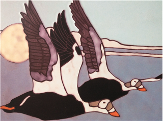 Vintage Flying Geese Tile Art Card by Nancy Hausle-Johnson