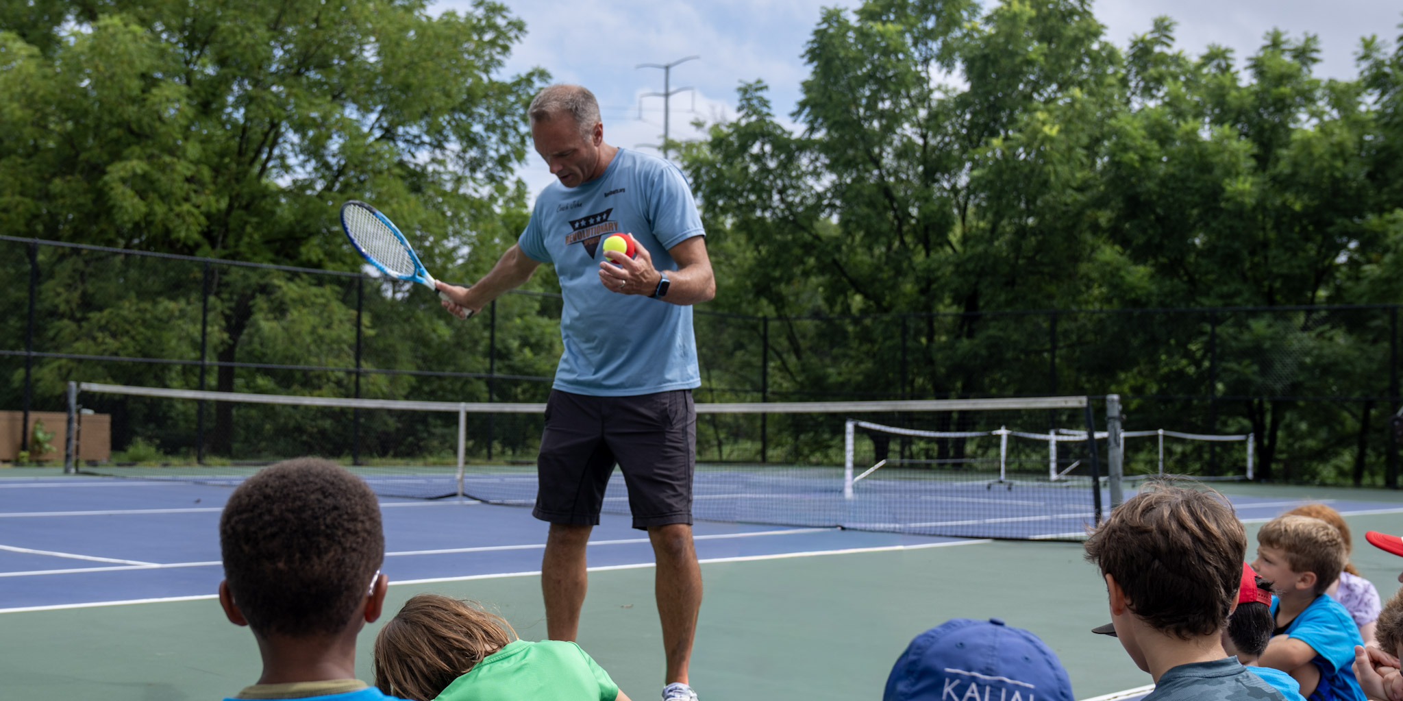 Coach John Richardson coaching tennis