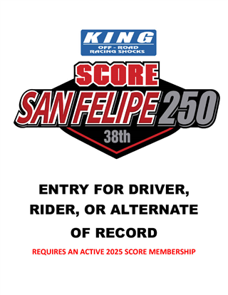 2025 38th San Felipe  Race Entry for Driver, Rider of Record