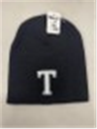 Black Beanie -White Letter T