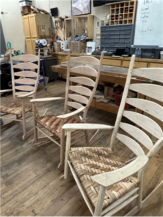 Six-slat Appalachian Ladder Back Rocking Chair & Woven Seat