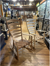 Six-slat Appalachian Ladder Back Rocking Chair & Woven Seat