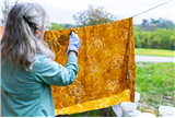 Woodblock Batik–Beeswax on Fabric